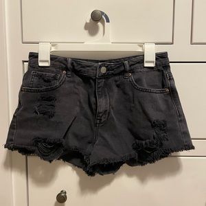 Black Destroyed High Rise Short shorts